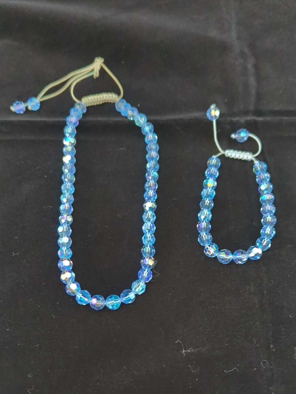 Iridescent Blue Crystal Bracelet Set with Adjustable Closure